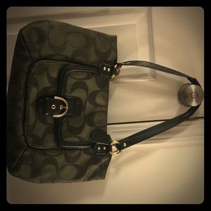 Green coach tote purse